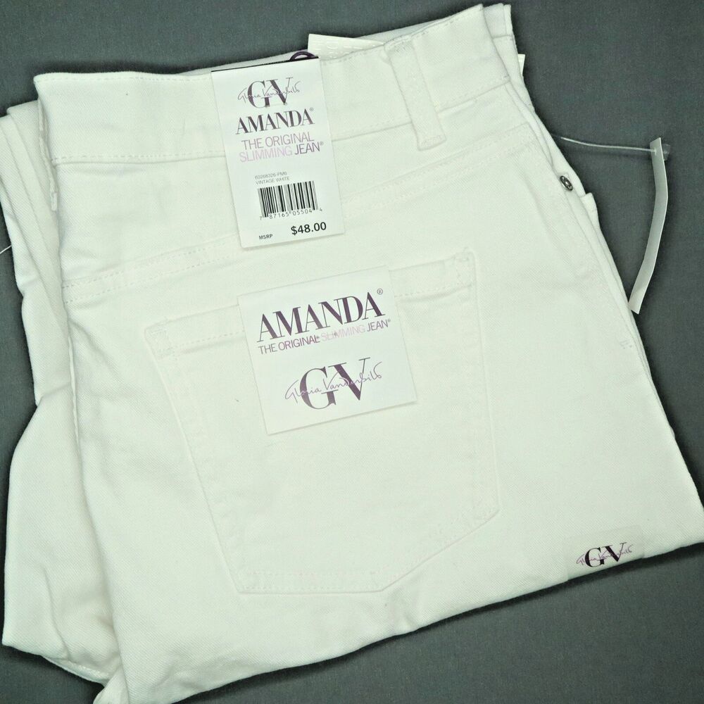 Gloria Vanderbilt Ladies' Amanda Stretch Denim Jeans White Size 18 NEW